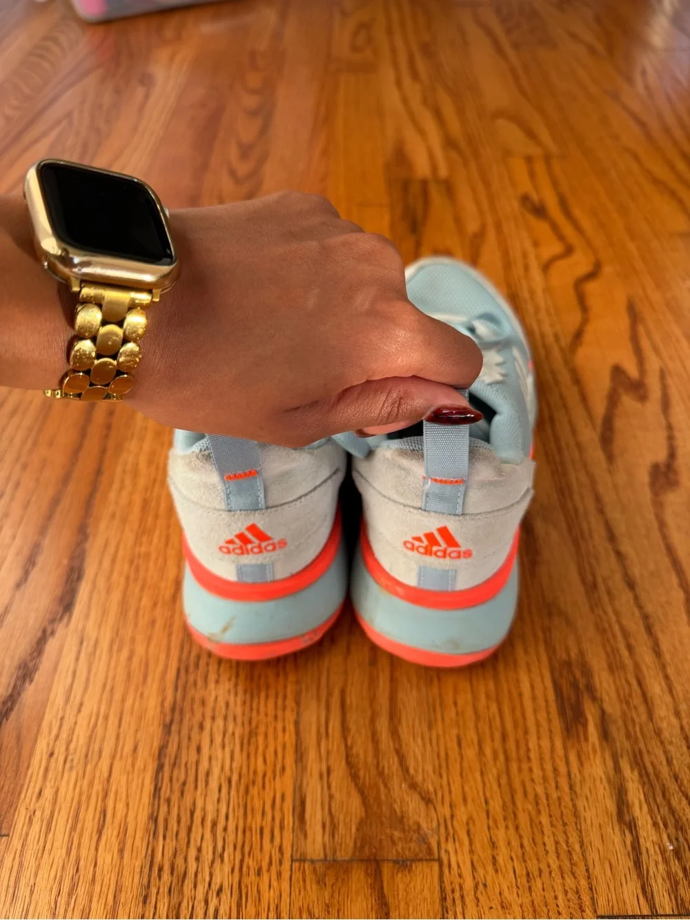 Kids Lightweight Grey & Blue Mesh Sneakers with Coral Accents